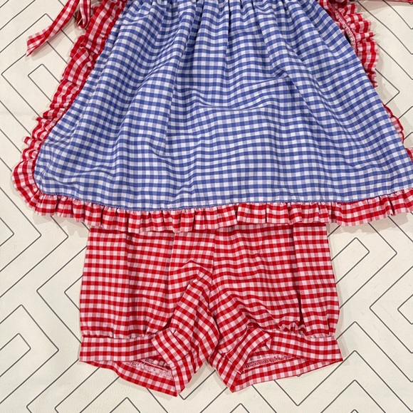 The Bubble Bee Gingham Fourth of July Two Piece Outfit - T - Picture 3 of 16